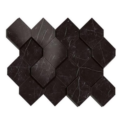 Atlas Concorde Marvel Stone Nero Marquina Mosaico Esagono 3D